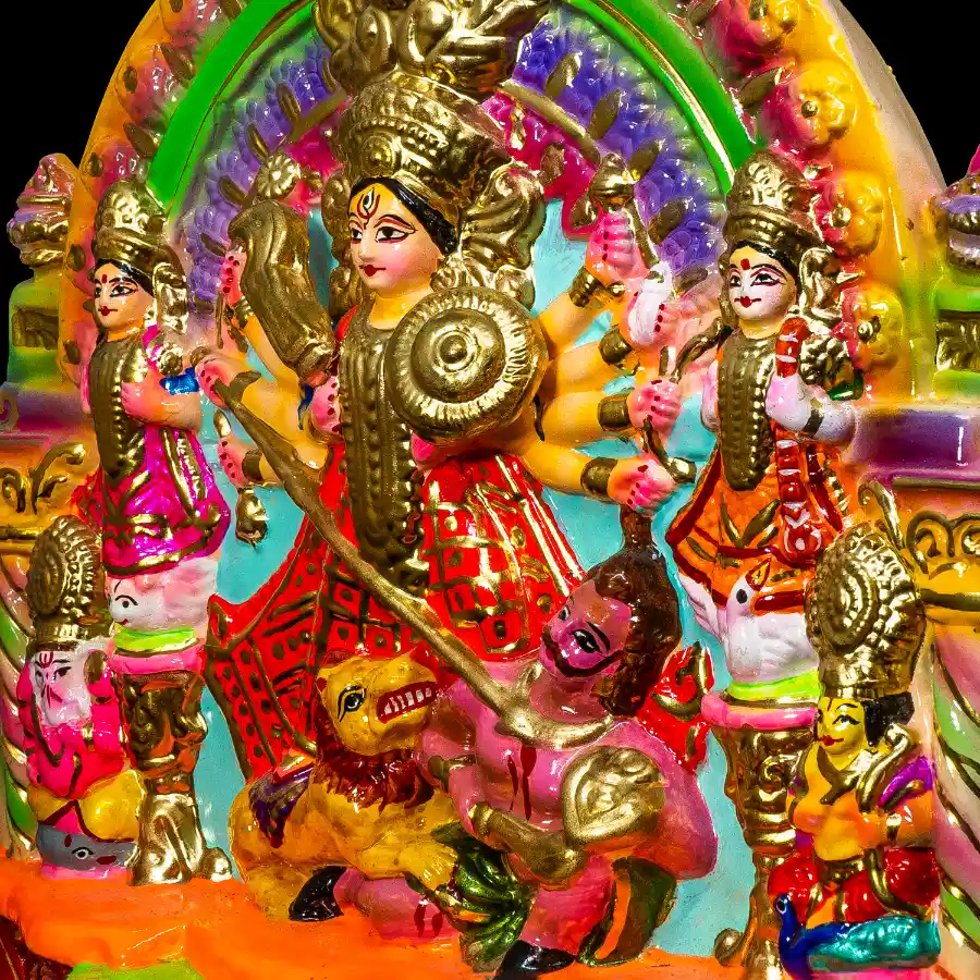 Terracotta beautiful durga maa murti for home mahishasuramardini sculpture
